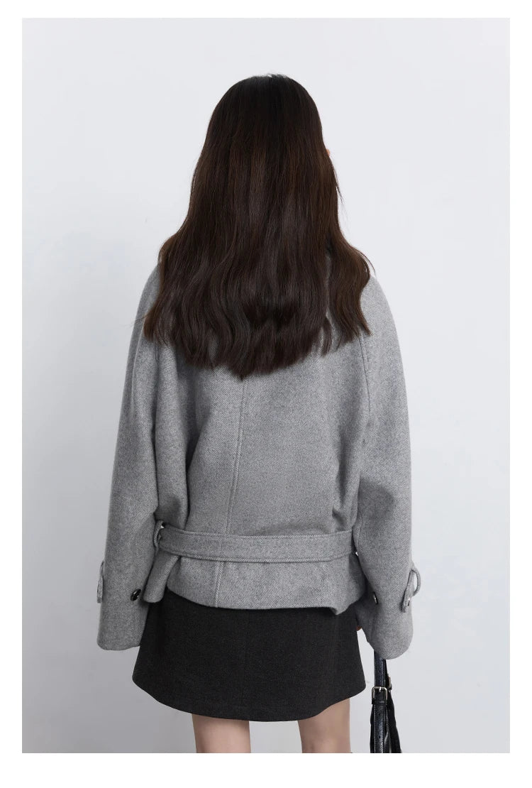 CHIC VEN Women Korean Coat Loose Casual Woolen Single-sided Detachable Collar Female Overcoat Ladies Jacket Autumn Winter 2025