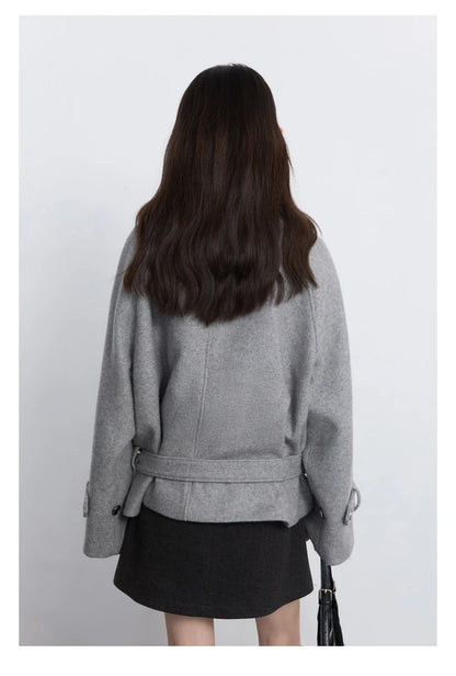 CHIC VEN Women Korean Coat Loose Casual Woolen Single-sided Detachable Collar Female Overcoat Ladies Jacket Autumn Winter 2025