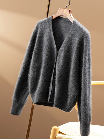 SuyaDream, Cardigans For Woman, Fleece Wool, V Neck, Soft Cozy Sweaters, 100%Wool, 2025 Fall Winter Jackets