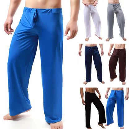 Men Yoga Pants Low Waist Drawstring Straight Loose Pajama Pants Thin Sports Comfortable Elastic Waist Men Sports Trousers