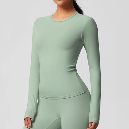 SWELTERING Women Yoga T-shirts Sports Top Long Sleeve Gym Workout Running Shirts Exposed Navel Quick Dry Fitness Gym Sport Wear