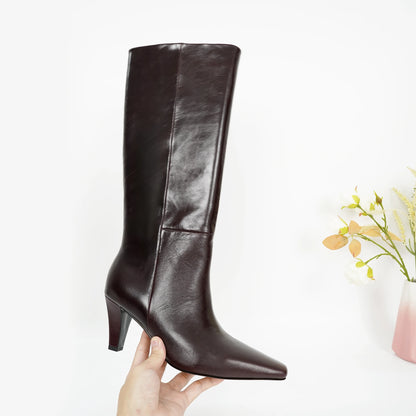 2026 Autumn And Winter Fashion Women's High Top Boots With Pointed Side Zipper Elegant Knight Boots, Sexy Motorcycle Boots 35-42