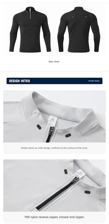 #9895-XIYU High Quality Autumn Men Long Sleeved T-shirt Fashion Sport Round Collar Fitness Running Breathability Training Men