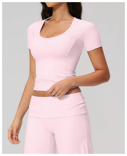 Sexy Women Yoga Shirts Fitness Sports T-Shirts Gym Workout Short Sleeve Top Running Active Wear Femme Sports Top Workout Shirts