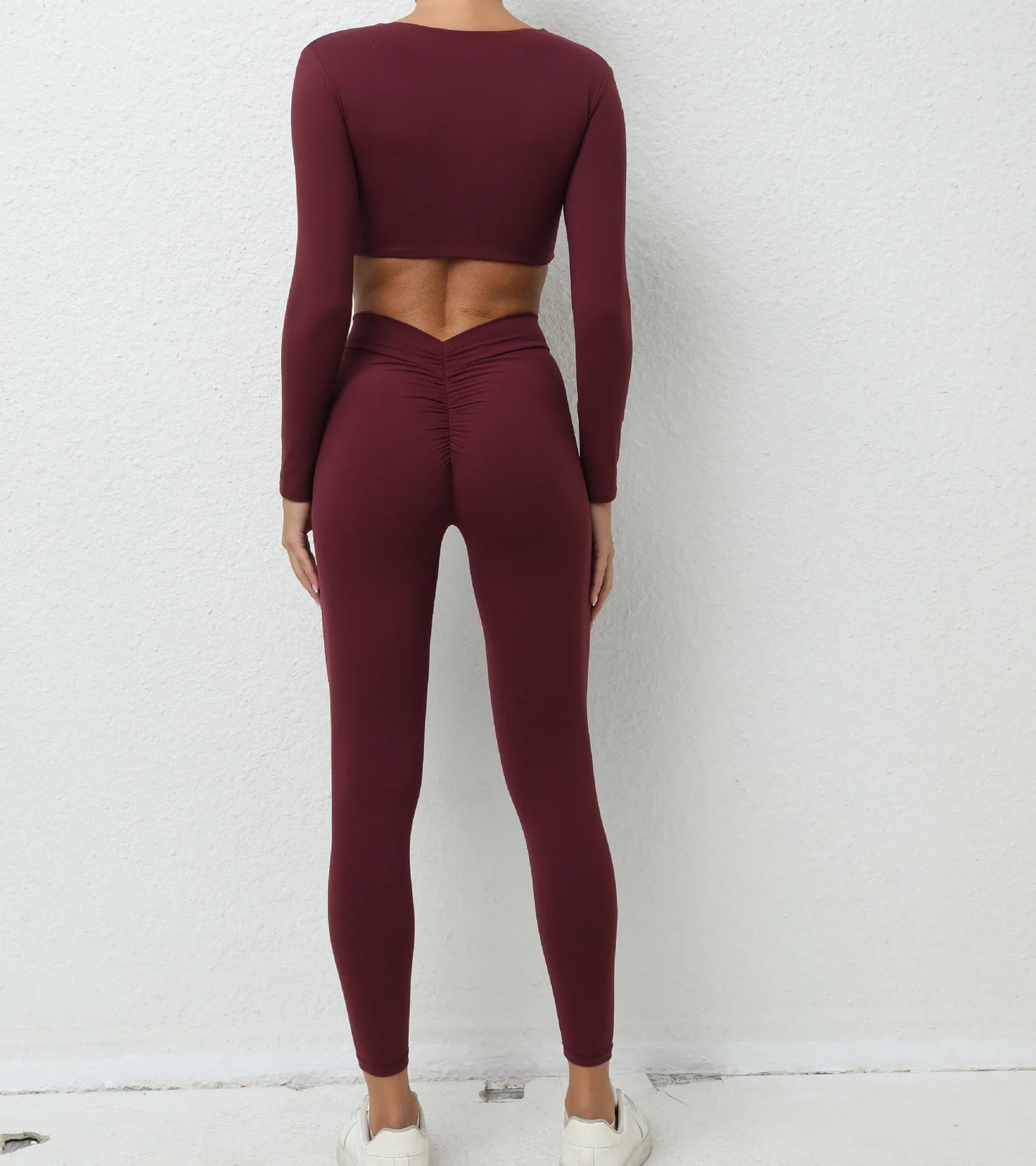 Yoga Set Women Clothes Workout Set 2 Pieces Sportswear Gym Clothing Fitness Long Sleeve Crop Top High Waist Leggings Sports Suit