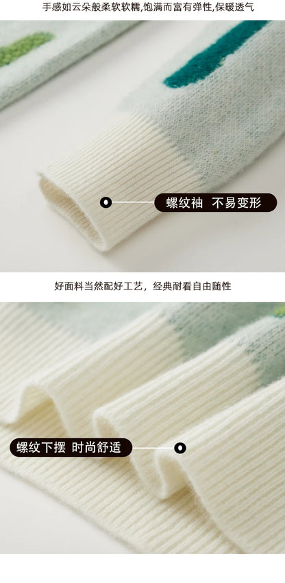 New 100% Pure Wool Men's O-neck Pullover 2025 Autumn/Winter Color Matching Top Casual Thick Fashion Large Size Jumper Sweater