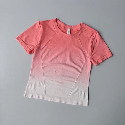 Yoga Top Light Fitting Elastic Quick Drying Sports T-shirt for Women's Personalized Fitness Short Sleeved Summer Thin Style