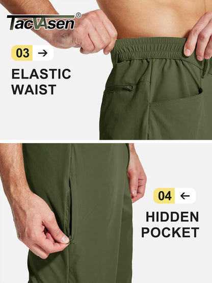 TACVASEN Hiking Straight Pants 5 Pockets Mens Lightweight Quick Dry Ripstop Trousers Waterproof Stretchy Pants Outdoor Fishing