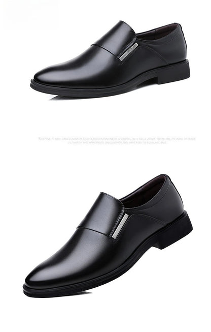 2025 New Men's Elevating Dress Shoes British Style Pointed-Toe Cowhide Leather Soft White Oxfords Formal Business Footwear