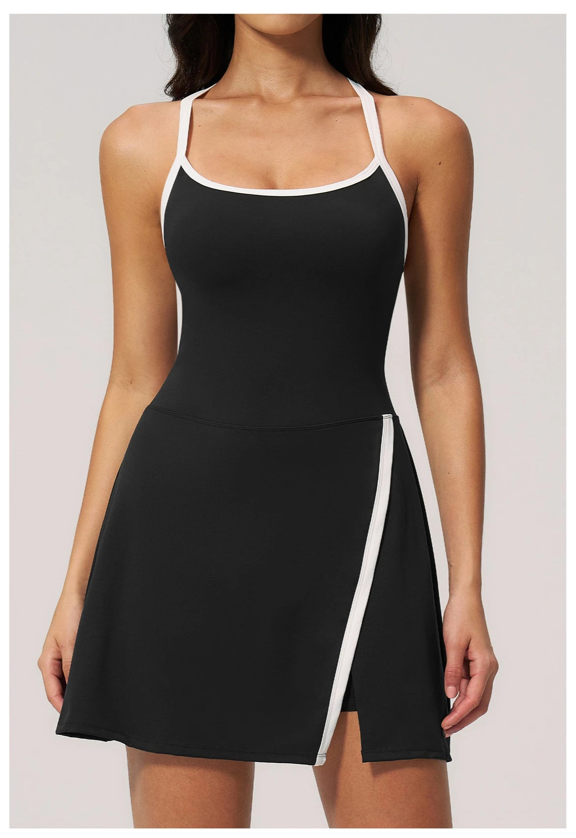 Custom LOGO women's nude yoga dress hollow breathable slim fitness sports quick-drying short skirt