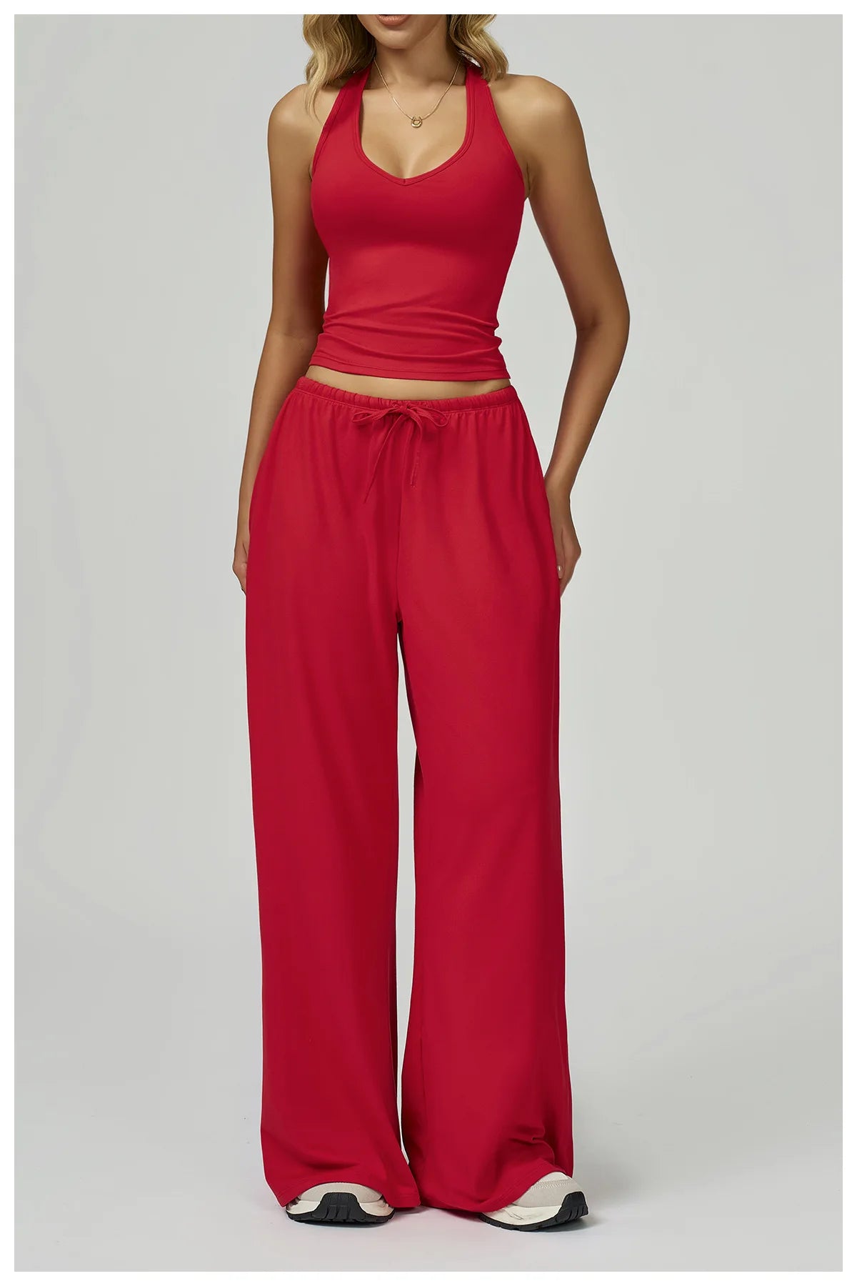 2/3PCS Fitness Suit Women Deep V Yoga Bra Flared pants Sports Suit Gym Tracksuits Female High Waist Bell Bottom Athletic Wear