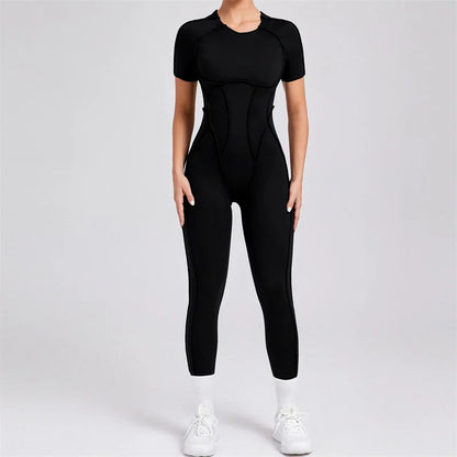 TRY TO BN Sport Jumpsuit Short Sleeves Backless Fitness Yoga Pant Workout Bodysuit One Piece Sportswear Tights Women Gym Clothes