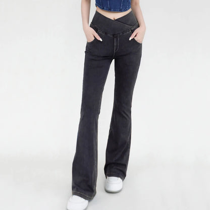 SOISOU Sexy Jeans For Women Leggings Yoga Pants Denim Bell-bottoms Soft Elastic Breathable High waist 4 Pockets Women's Pants