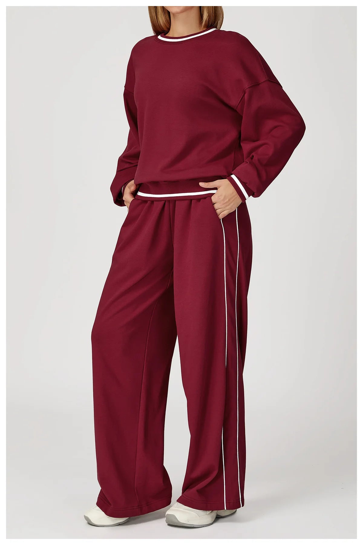 Custom LOGO women's new casual sweater wide-leg trousers comfortable outdoor fashion sports jogging shorts cycling two-piece set