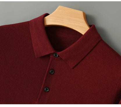 Men's Merino Wool Sweater Polo Collar Pullover Autumn Winter New Cashmere Knitwear Casual Loose Men's Shirts Tops Warm Soft
