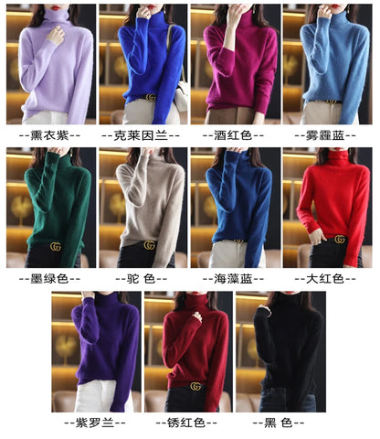 LHZSYY Winter Women Sweater Solid 100%Mink Cashmere Turtleneck Knitted Pullovers Slim Soft Warm Female Long Sleeve 23  Color