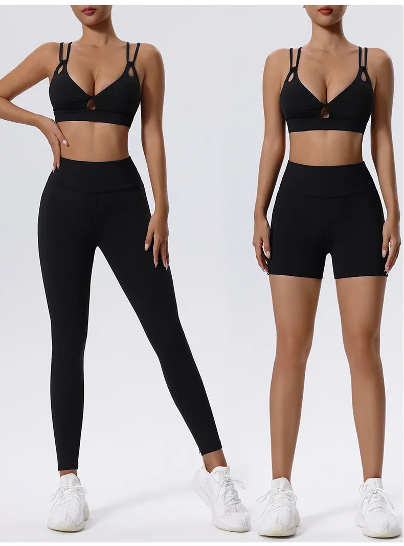 2PCS Yoga Set Sportswear Women Tracksuit Athletic Wear Pilates Fitness Suit Gym Clothes Workout Push Up Sports Bra Leggings Suit