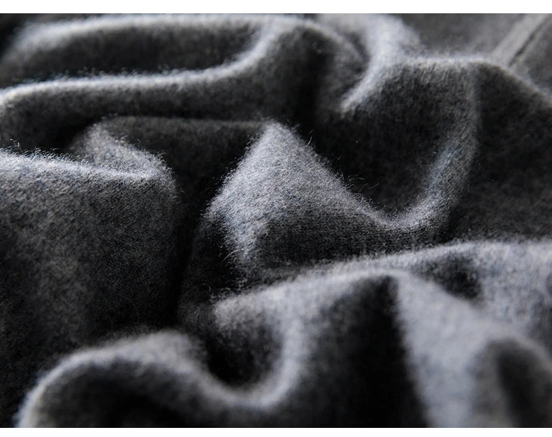 High-end 100% Cashmere Pullover for Men Mock Collar Thick Sweater Autumn Winter Knitted Jumper Warm Clothing Smart Casual Top