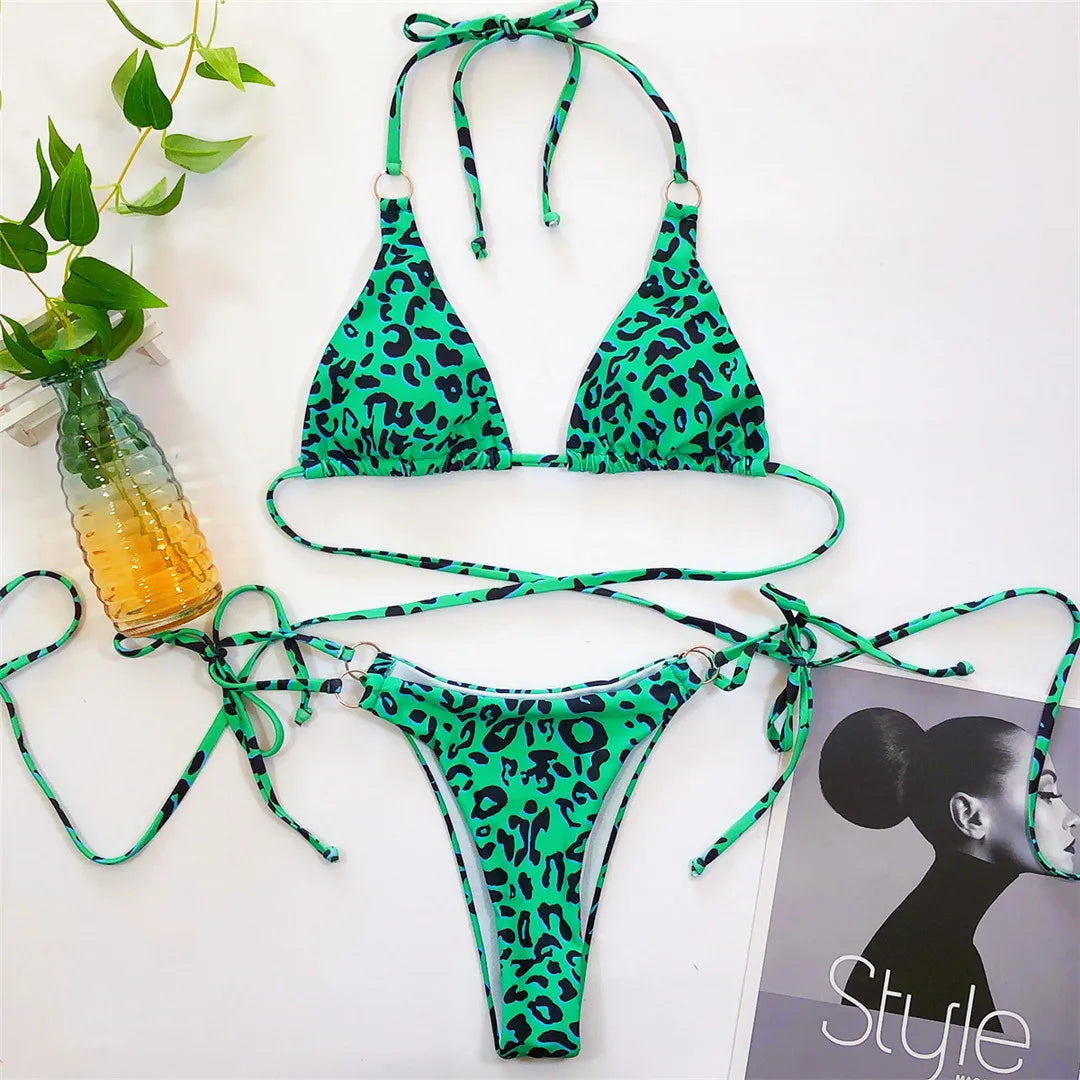 2026 Sexy Wrap Around String Thong Bikini Female Swimsuit Women Swimwear Two-pieces Bikini set Bather Bathing Suit Swim V1677