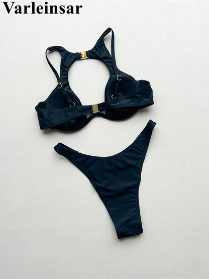 3PCS With Skirt Underwired Cut Out Bikini Women Swimwear Female Swimsuit Three-pieces Bikini set Bather Bathing Suit Swim V7733