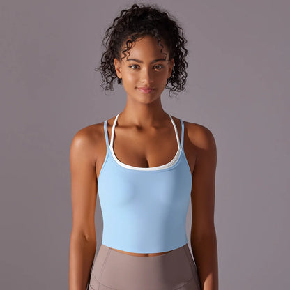 Women Solid Color Fitness Yoga Bra Gym Yoga Top Backless Workout Top Female Push Up Running Sport Bra Sports Underwear Yoga Vest