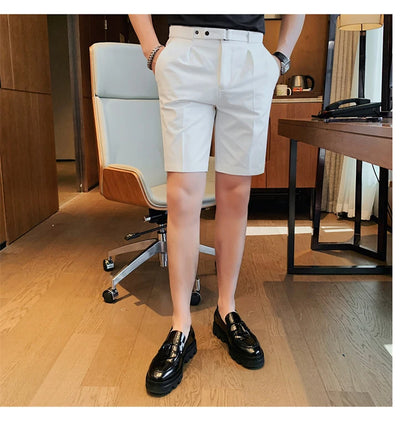 4 Color Summer British Style Suit Shorts 2023 Men Naples Business Casual Slim Fit Short Pant Fashion Slim Fit Solid Color Pants