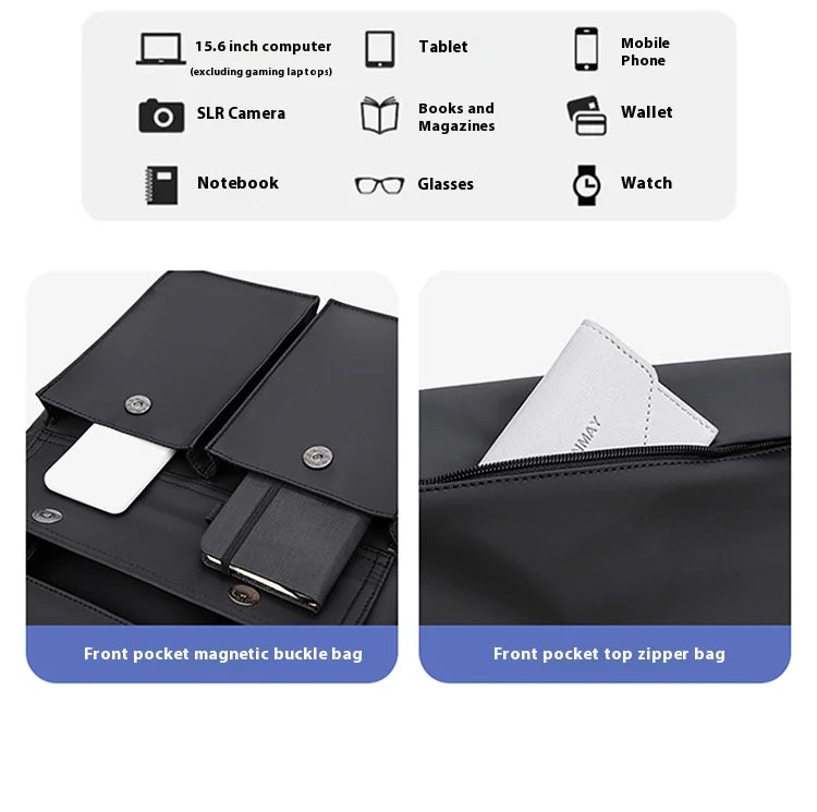Multi-functional Fashion Men‘s Backpack For 15.6 inch Laptop Light Weight Bag Water-Repellent Material Large Capacity School Bag