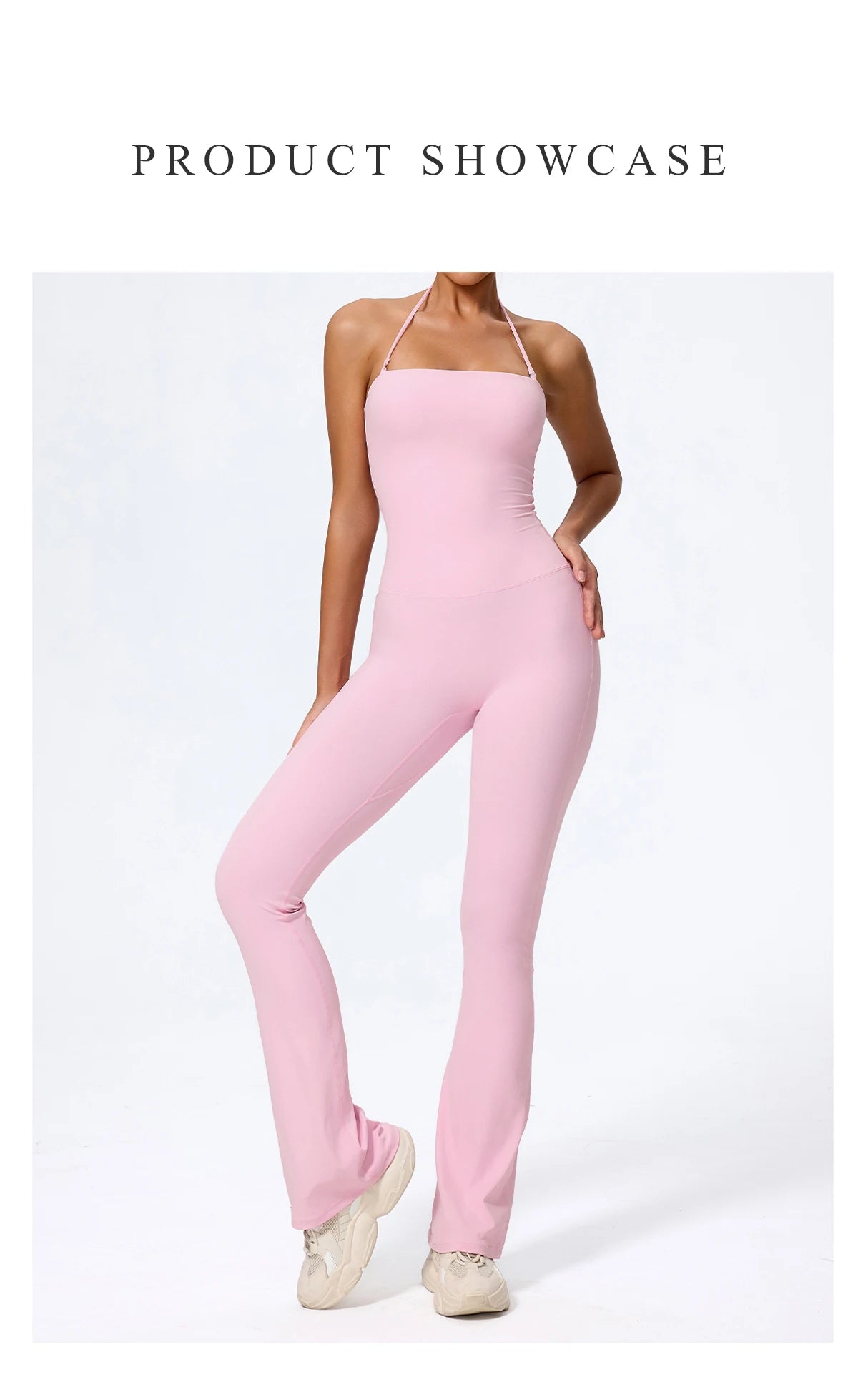 New Summer Women Sleeveless Yoga Jumpsuit Female Gym Flared Overalls Neck-hanging Backless Sportswear Sport Outfit For Woman