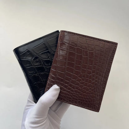 Men's Crocodile Leather Small Wallet, Men's Genuine Leather Fashionable Vertical Wallet, Multi-Functional Multi-Card Slot Wallet