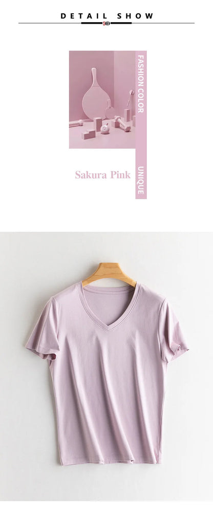 SuyaDream Women Solid T shirts, Silk Cotton Blend, O Neck, Short Sleeved Solid Tee,2025 Summer Candy Colors Basic Cozy Top Green