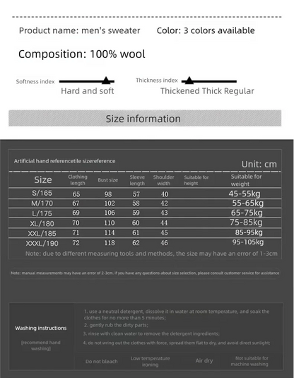 2025 Autumn Winter New Five Needle Thick 100% Merino Wool Sweater Men's Lapel Knit Cardigan Business Casual Warm Shirt Menswear