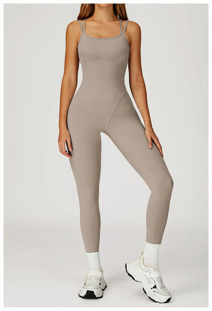 Hearuisavy Female Jumpsuit Long Elegant Sports Bodysuit Woman Gym Clothes Strappy Fitness Overalls Push Up Pilates Yoga Leotard