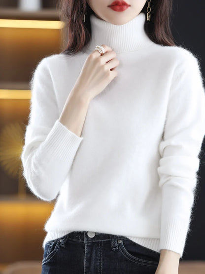 LHZSYY Winter Women Sweater Solid 100%Mink Cashmere Turtleneck Knitted Pullovers Slim Soft Warm Female Long Sleeve 23  Color