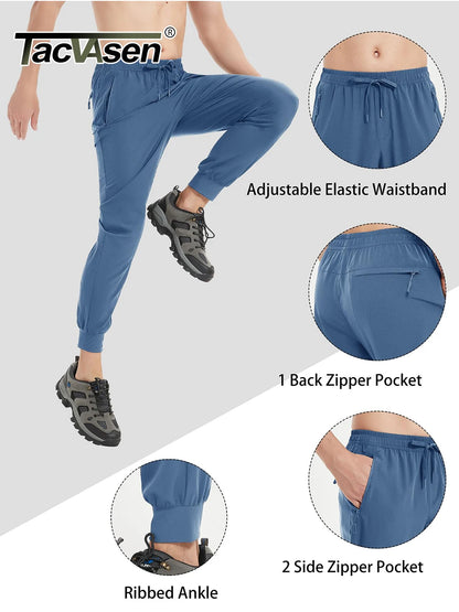 TACVASEN Summer Quick Dry Hiking Pants Mens Casual Zipper Pockets Sports Training Pants Outdoor Jogger Running Gym Work Trousers