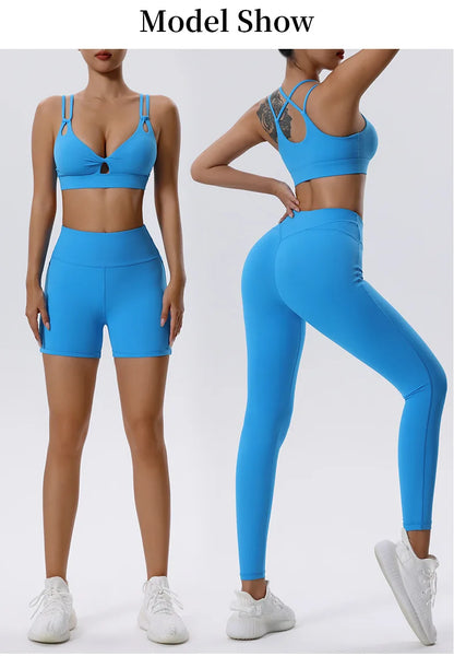 2PCS Yoga Set Sportswear Women Tracksuit Athletic Wear Pilates Fitness Suit Gym Clothes Workout Push Up Sports Bra Leggings Suit