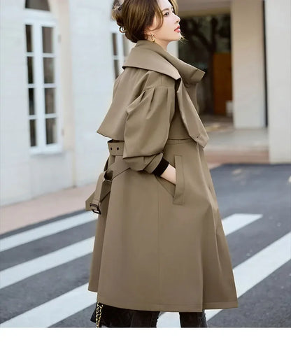 YOLANFAIRY Women's Fur Coat Women Real Fur Rex Rabbit Parkas Female Windbreaker Medium Long Work Clothes Waist Winter Coat FCY39
