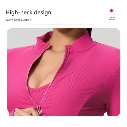 Summer Women Gym Zipper Long Sleeve Jacket Outdoors Workout Yoga Top Female Slim tight Clothes Women Quick-Dry Sportswear