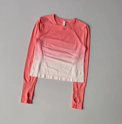 Gradual Slimming Sports T-shirt Fitness Suit Women's Tight Fitting Quick Drying Top Yoga Suit Training Slim Fitting Long Sleeves