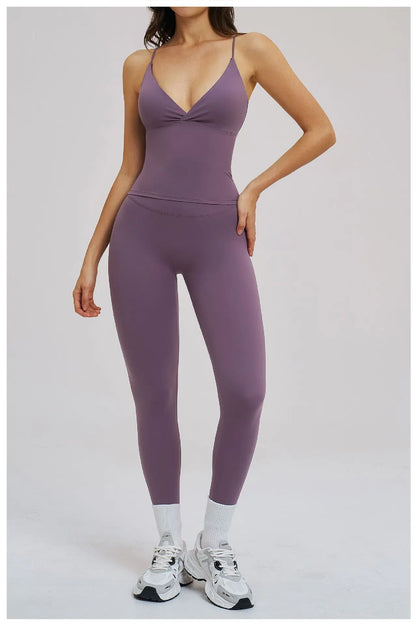 Women Sexy V Neck Yoga Bra Cross Back Strap Sports Underwear Shockproof Gym Workout Vest Female Solid Sports Fitness Underwear