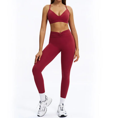 SWELTERING 2PCS Yoga Set Fitness Gym Tracksuit Sportswear Women Workout Outfits High Waist Leggings Sports Bra Athletic Wear