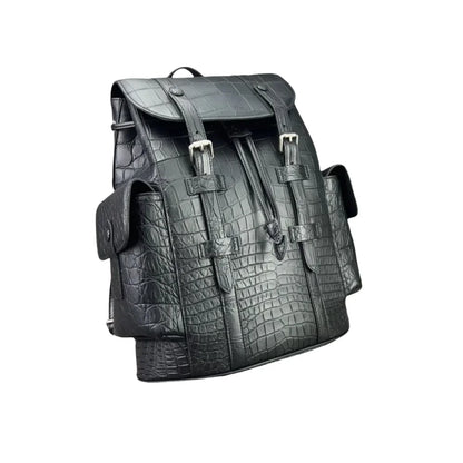 Authentic crocodile leather travel backpack unisex large schoolbag real crocodile leather fashion brand design men's backpack