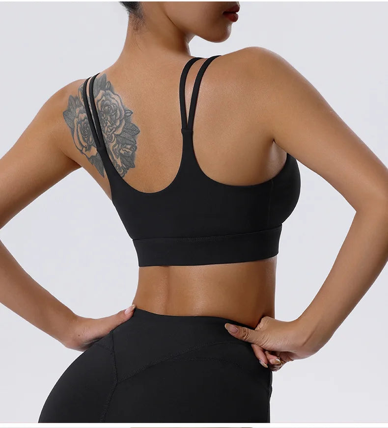 Women Fitness Sports Bra Sexy Top Gym Yoga Bra  Athletic Back Cutout Cross Tight Gym Push Up Workout Soft With Chest Pad