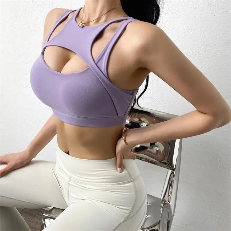 Fitness Sports Bra Gym Woman Sexy Hollow Push Up High Impact Shockproof Underwear Naked Crop Top Mujer Workout Women'S Yoga Bra