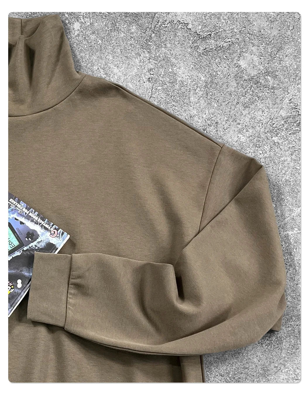 Custom LOGO Men's 305G Spring  Autumn New Cotton Polyester Turtleneck Casual Warm  High Elastic Couple Long Sleeve T-Shirt