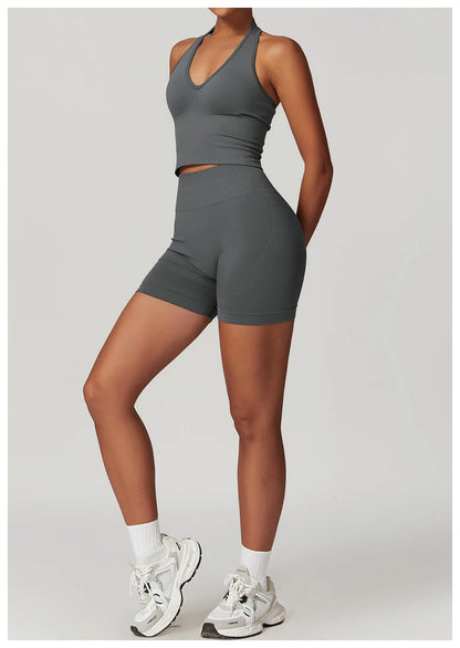 Seamless Athletic Wear Women's Clothes 2 Pieces Yoga Set Workout Sportswear Gym Clothing High Waist Leggings Fitness Sports Suit