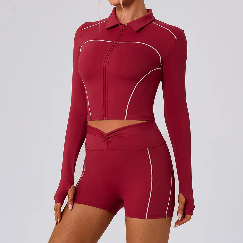 Women's Fitness Yoga Shirts Sports Jackets Gym Yoga Long Sleeve Running Coats Female Workout Clothes For Cycling Activewear