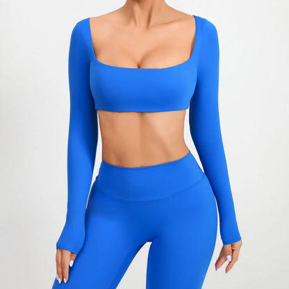 Women Yoga Shirts Crop Top Sexy Long Sleeves Shirts for Women Yoga Sports Fitness Sport Gym Clothes Running Push Up Workout Tops