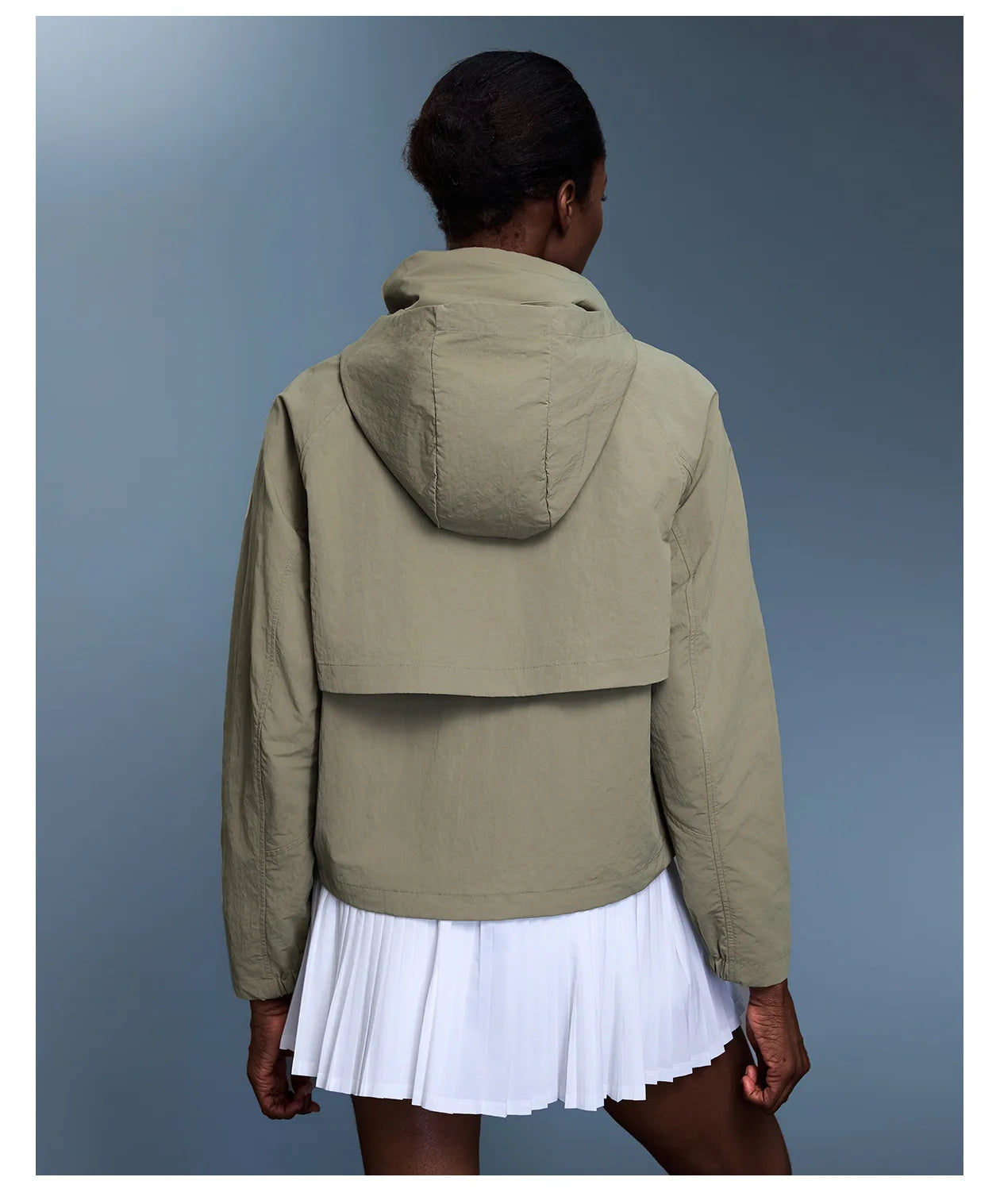 Custom LOGO women's autumn light and breathable waterproof trench coat stand-up collar hooded casual short pocket sports jacket