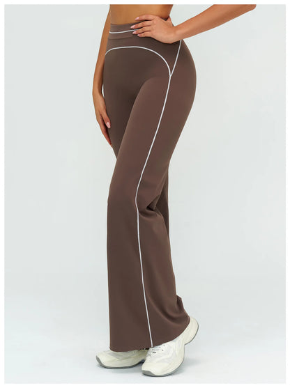 High Waist Yoga Wide Leg Pants Women Gym Fitness Bell-bottoms Pants Push Up Sports Trousers Female Casual Workout Flared Pants