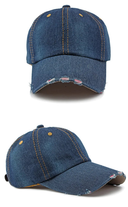 Akkad Kuti 2025 New Launch Distressed Washed Denim Cap Unisex Retro UV Protection Outdoor Sun Hat